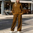 thumbnail image 2 of Women Leopard Print 2‑Piece Outfit Pullover Hooded Sweatshirt Wide Leg Pants Matching Loungewear Pant Set Casual Tracksuit S‑XXXL, 2 of 4