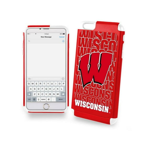 FOCO NCAA Licensed Wisconsin Badgers Hybrid for iPhone 6 Plus & 6s Plus (5.5")