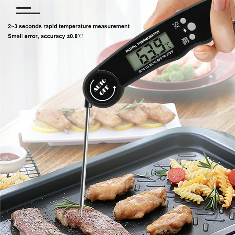 BE-TOOL Food Probe Temperaure Meter 2 Temperature Displays Oven Digital  Temperaure Meter for BBQ Grilling Steak Baking Frying Kitchen (Black)