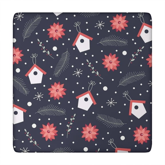 Holiday Christmas Tablecloth 34x34 Square Dimension, Stretch Spandex Material Maintains Shape Through Celebrations and Special Events