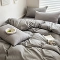 thumbnail image 4 of Juego de cama de algodón sólido - Sábana, funda nórdica y funda de almohada,, 4 of 10