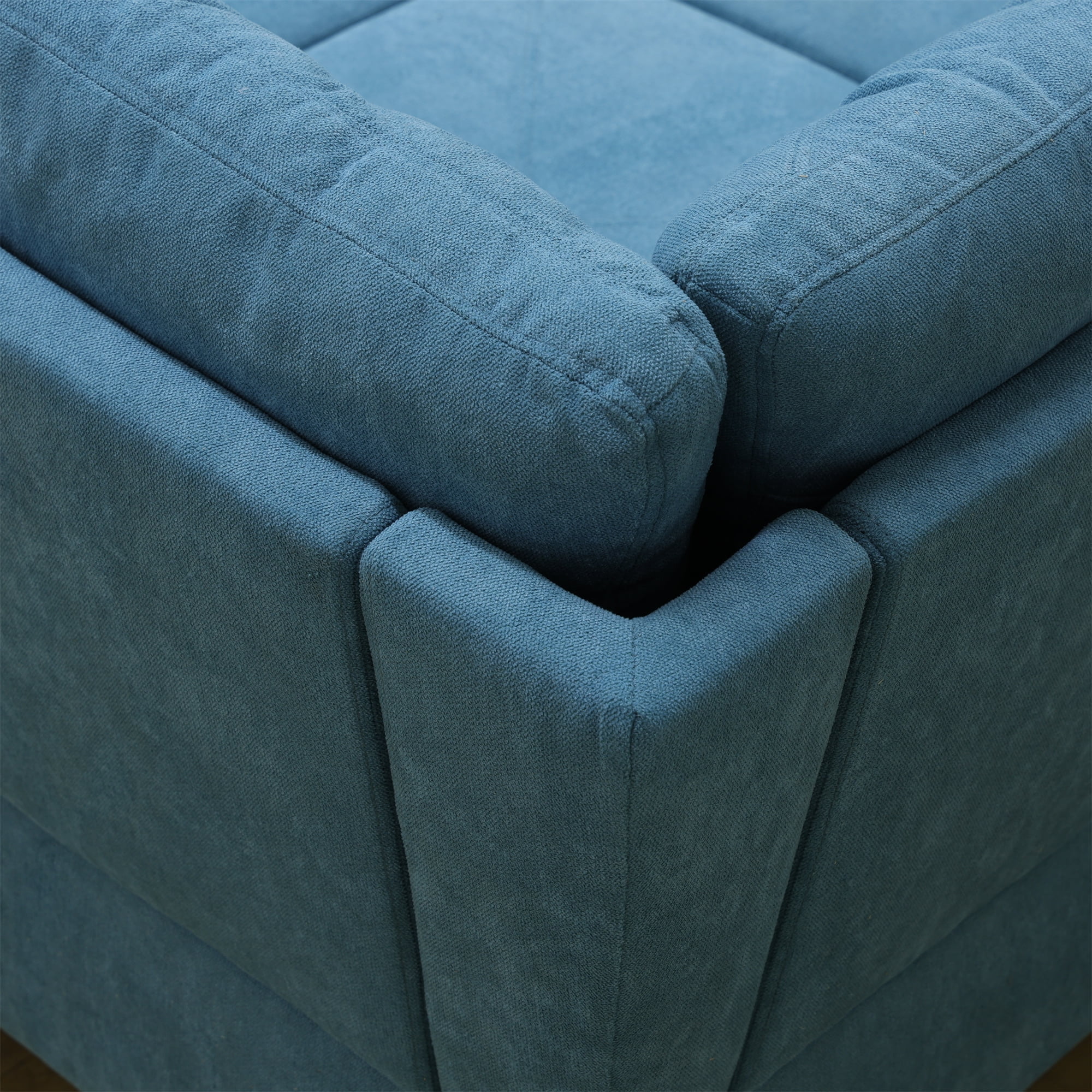 Aukfa 6-Seater L Shaped Sectional Sofa Modular Couch for Living Room, 2 Pillows, Flannel, Blue