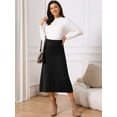 thumbnail image 5 of DARING DIVA Women's Sweater A Line Elastic High Waist Stretchy Midi Skirt L Black, 5 of 8