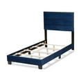 thumbnail image 3 of Tamira Glam Navy Blue Velvet Fabric Upholstered Twin Size Panel Bed, 3 of 5