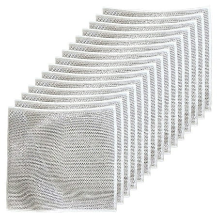 

MCNNK 15Pcs Dishcloth 7.8X7.8In Wet And Dry Multi-Purpose Steel Wire Dishwashing Cloth