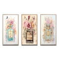 thumbnail image 2 of Designart "Vintage Floral Perfume Bottle in Pastel I" Perfumes Framed Wall Art Set Of 3 - Blue Glam Frame Canvas Set For Living Room Decor, 2 of 6