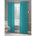 thumbnail image 4 of Teal Sheer Curtains 96 Inch Length 2 Panels Set for Living Room/Bedroom, Turquoise Pure Teal Semi Curtain Sheers Drapes Rod Pocket Curtains Window Treatment Set 52''x96''x2, 4 of 7