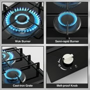 VBGK Double Burner Gas Cooktop, 12 inch Stainless Steel Propane Stove with Thermocouple Protection, Dual Fuel Built-in Design for Home Kitchen Use