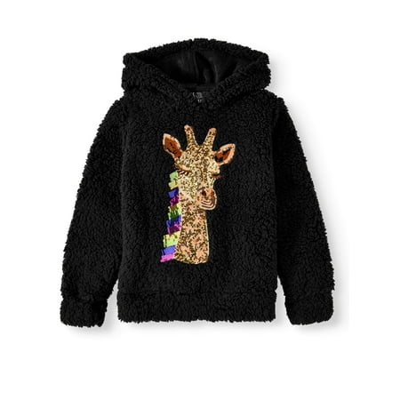 Miss Chievous - Miss Chievous Girls 4-16 Sequin Critter Plush Sherpa Pullover Hoodie