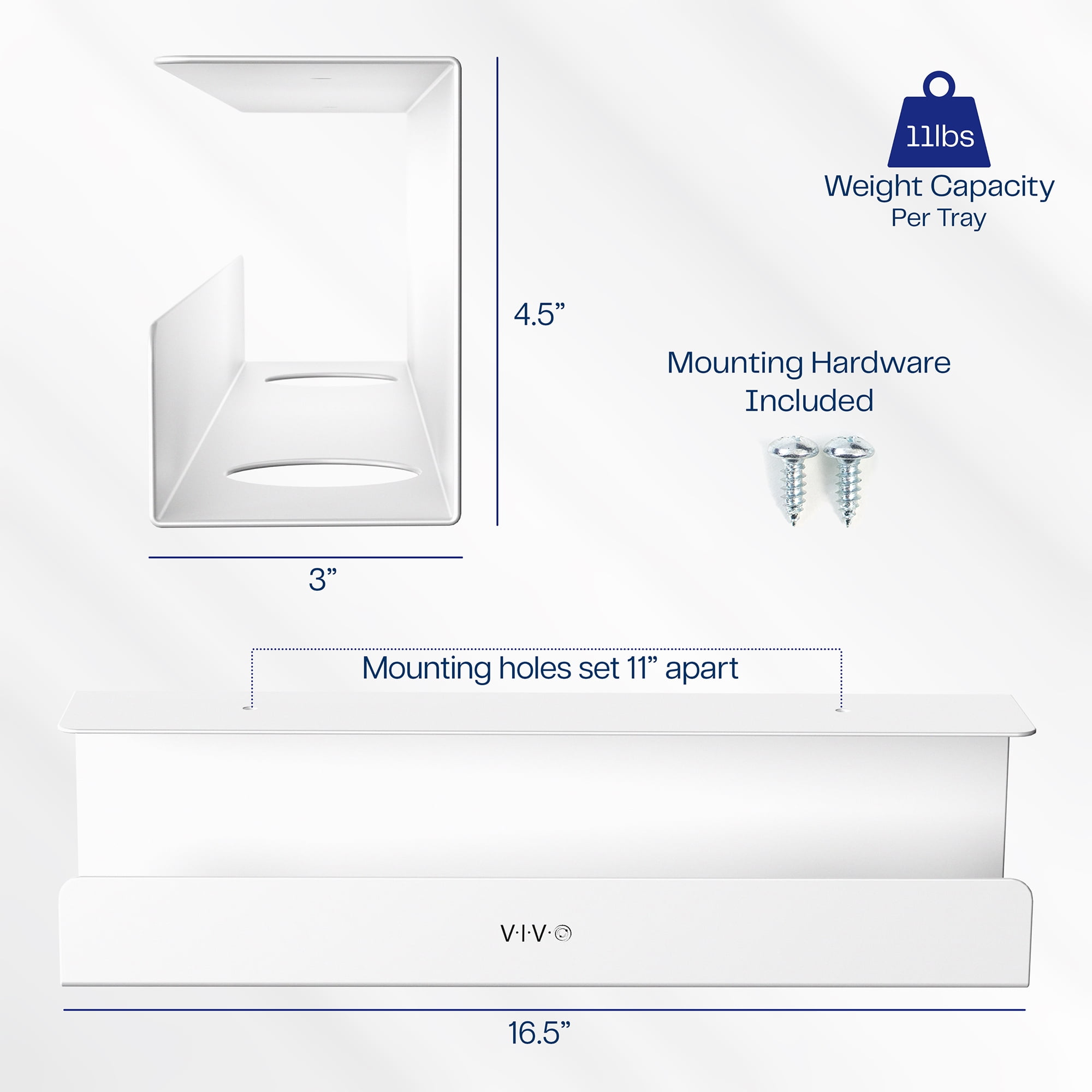 VIVO White Under Desk 17" Cable Management Tray, Wire Organizer, Cord Holder