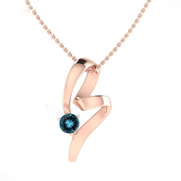 1.00 Ct Round Cut Tanzanite Gemstone Wonderful Solitaire Stylish Necklace for Ladies Solid 18K Rose Gold With 18 inches Chain