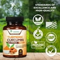 thumbnail image 5 of Turmeric Curcumin Supplement - 95% Curcuminoids with Organic Turmeric & BioPerine Black Pepper for Best Absorption - Daily Joint & Immune Health Support, Vegan, Non-GMO, Bottled in USA - 60 Capsules, 5 of 10