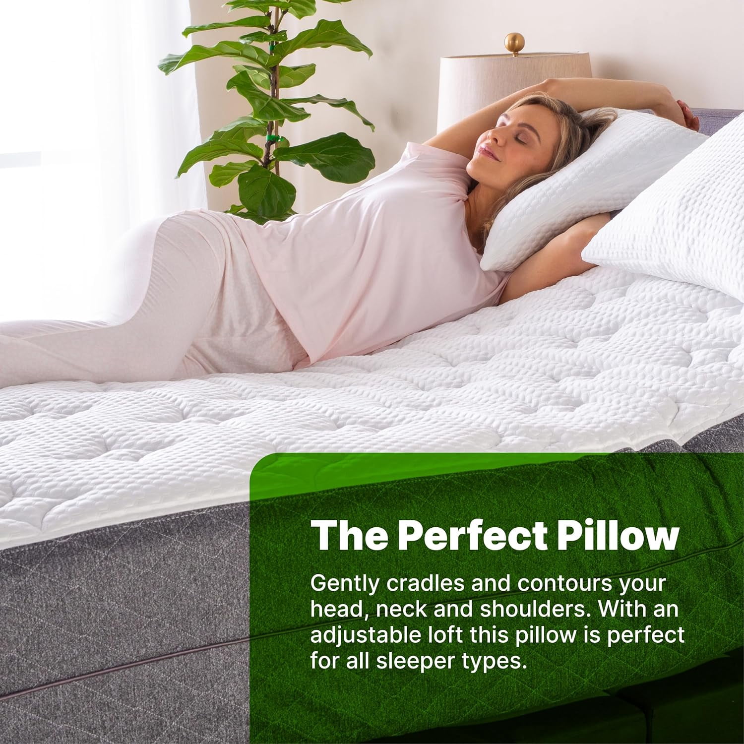 GhostBed Shredded Memory Foam Pillow with Adjustable Gel Memory Foam and Cooling Breathable Cover - Standard Size Shredded Memory Foam Pillows CertiPUR-US Certified 2-Pack