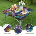thumbnail image 4 of Colorful Tropical Leaf Pattern Square Fitted Tablecloth with Elastic Edge,Square Table Cover,Washable Elastic Table Cover for Home Kitchen Party Decor 34"x34", 4 of 6