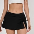 thumbnail image 2 of DHFJKG Womens Swim Skirts Mid Rise Side Slit Bathing Suit Skorts Solid Color Full Coverage Swimsuit Bottoms Stylish Beachwear, 2 of 5
