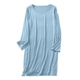 thumbnail image 5 of Tnhcen Women's Summer Long V-Neck Solid Color Modal Blend Sleepwear Dress | Nylon Spandex | M-4XL Mid-Thigh Loungewear, 5 of 8