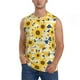 thumbnail image 1 of Fotbe Navy Blue Leaf Sunflower Men's Camiseta sin Mangas Estampada para Hombres, Playera Casual para Gimnasio, Entrenamiento, Playa-Large, 1 of 7