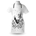 thumbnail image 4 of Folk Art Apron, Monochrome Graphic of Bird on Thin Berry Branch Small Sun Motifs, Unisex Kitchen Bib with Adjustable Neck for Cooking Gardening, Adult Size, Charcoal Grey White, by Ambesonne, 4 of 4