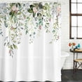 thumbnail image 2 of Sage Green Eucalyptus Shower Curtain, Waterproof Shower Curtains for Bathroom, Pink Floral Buds Summer Pastoral Washable Fabric Bathtub Curtain Set Bath Decor with 12 Hooks Extra Long 72"x96", 2 of 8