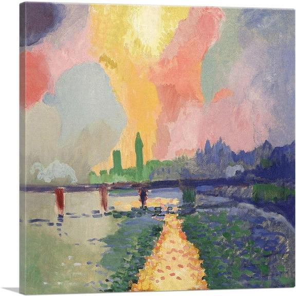 ARTCANVAS Charing Cross Bridge Canvas Art Print by Andre Derain - Size: 18" x 18" (0.75" Deep)