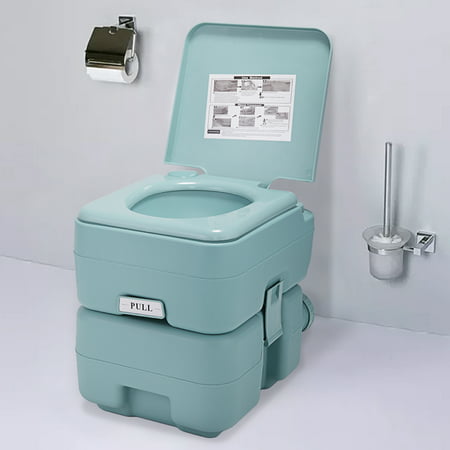 Portable Toliet 5 Gallon 20L Outdoor Camping Toilet Potty, Greenish