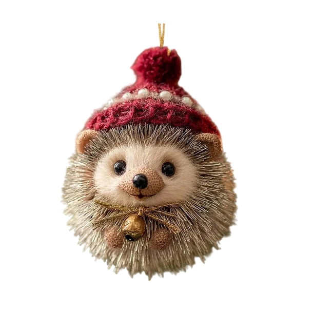 Adorno colgante de acrílico para gato de invierno, árbol de Navidad, gorro de punto, gatito, perro, conejo, erizo, adorno colgante de animal