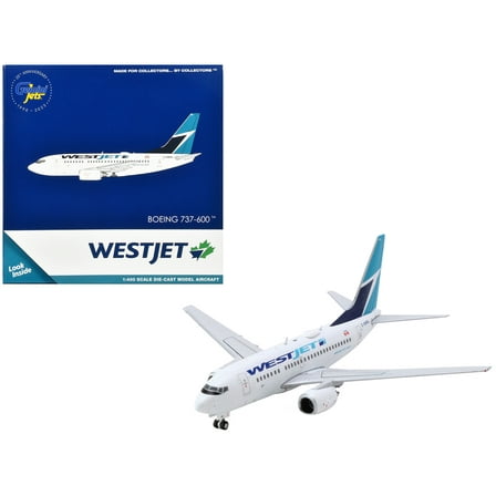 Boeing 737-600 Commercial Aircraft "Westjet Airlines" (C-GWSL) White with Blue Tail 1/400 Diecast Model Airplane by GeminiJets