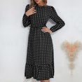 thumbnail image 2 of IROINNID Sales Semi Formal Dress for Women Long Sleeve A-Line Dress V-Neck Printing Dress Loose Dress,Black, 2 of 4