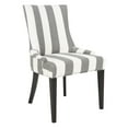 thumbnail image 3 of SAFAVIEH Becca 19''H Stripe Linen Dining Chair Flat Nail Head Grey / White, 3 of 7