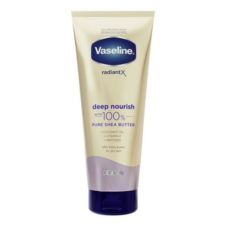 Vaseline Radiant X Moisturizing Body Butter & Lotion Deep Nourish with 100% Pure Shea Butter, 7 oz