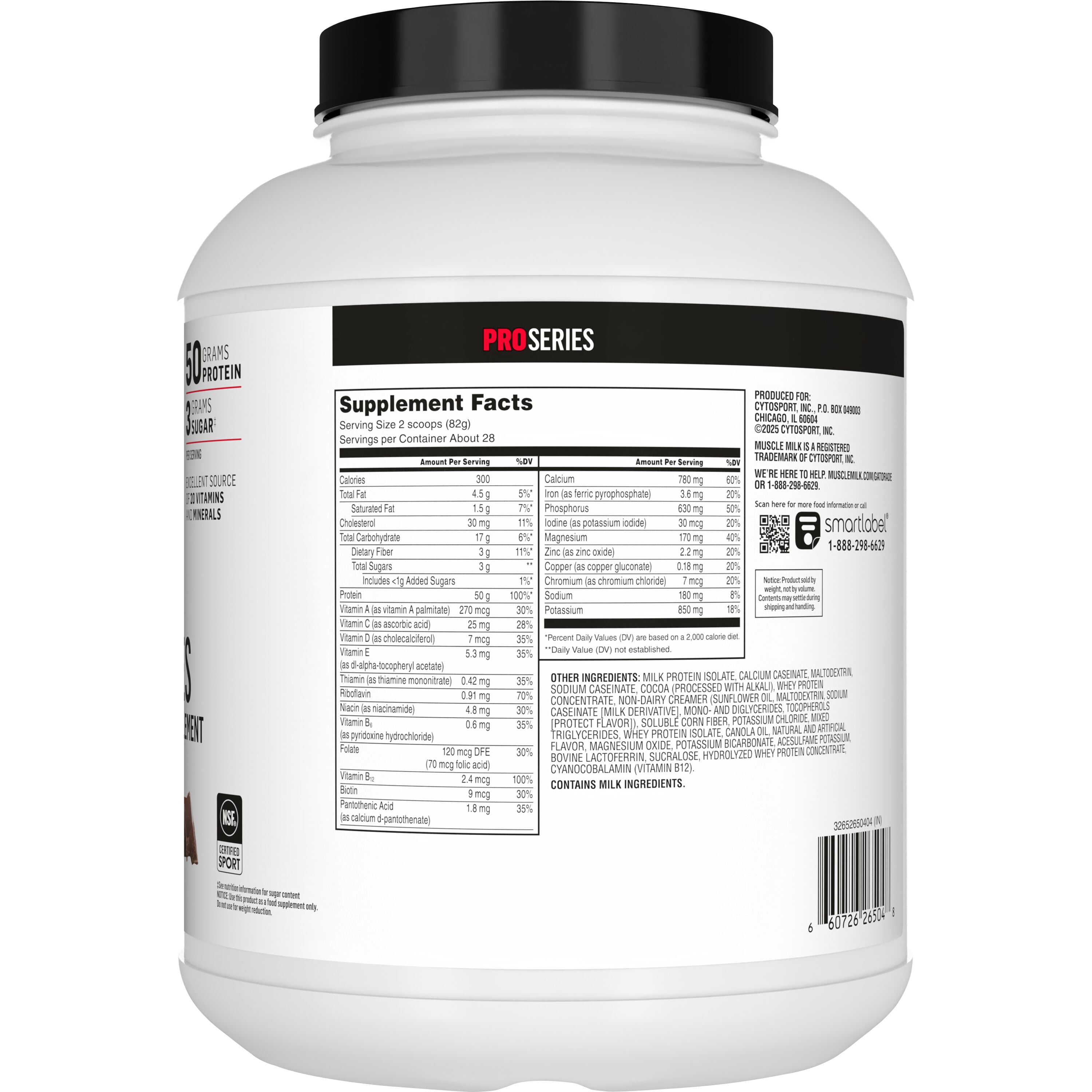 Muscle Milk Pro Series Protein Powder, Knockout Chocolate, 50g Protein, 5 Pound Canister