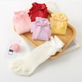 thumbnail image 4 of Dalrosia Baby Girls Knee High Socks Bow Tube Ruffled Knit Cotton Long Stockings for Infants and Toddlers 5 Pairs, 4 of 7