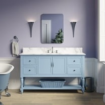 Beverly 60" Single Bathroom Vanity with Powder Blue Cabinet and Carrara Marble Top