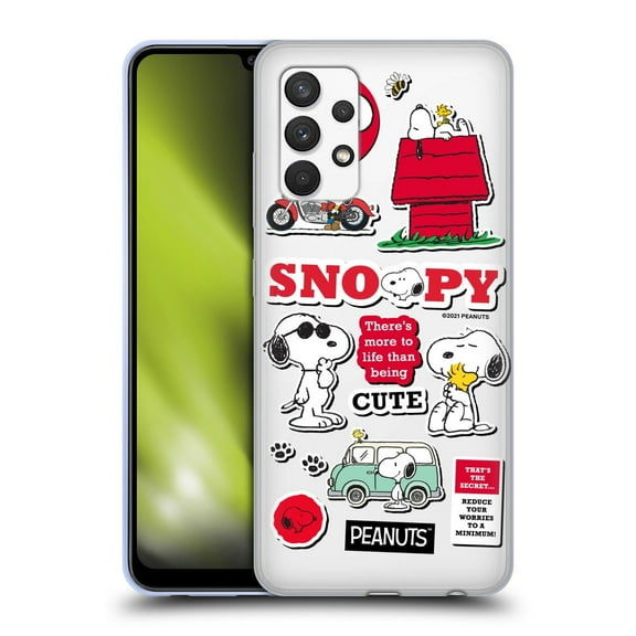 Head Case Designs Peanuts Trends Snoopy Sticker Print Soft Gel Case for Samsung Galaxy A32 (2021)
