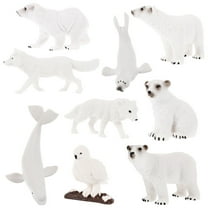 IBASETOY 9Pcs White Plastic Polar Bear Cake Topper For Birthday Gift And Table Centerpiece