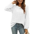 thumbnail image 2 of Fantaslook Blouses for Women Crewneck Long Sleeve Tops Chiffon Pom Pom Shirts Fall Casual, 2 of 8