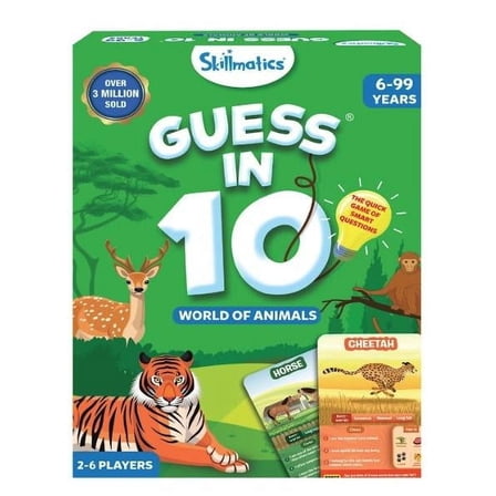 Skillmatics Guess in 10 World of Animals Card Game, for Child Ages 4  Product Width 7.2 inches