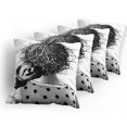 thumbnail image 5 of Ambesonne Cartoon Throw Pillow Cover 4 Pack, Teddy Bear Love, 16", Charcoal Grey White, 5 of 7