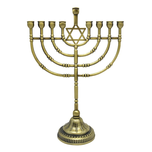 Vela Menorah Ner Mitzvah, bronce tradicional, 23 cm de altura