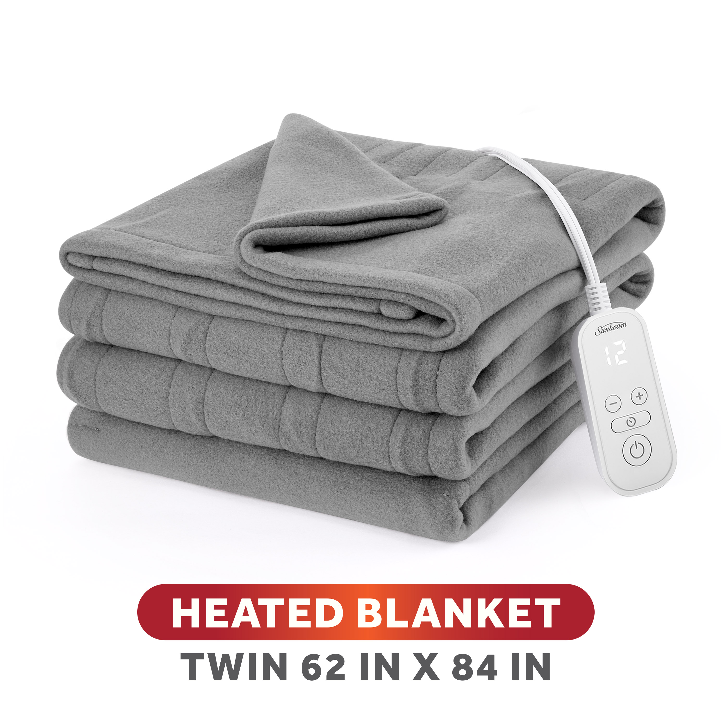 Sunbeam Heated Electric Brushed Fleece Bed Blanket, Twin photo 1