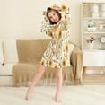 thumbnail image 3 of FORMRS Niños Bathrobe Unisex Hooded Robe Soft Plush Pajamas Sleepwear, Size 4-6T, Watercolor Sunflowers, 3 of 7