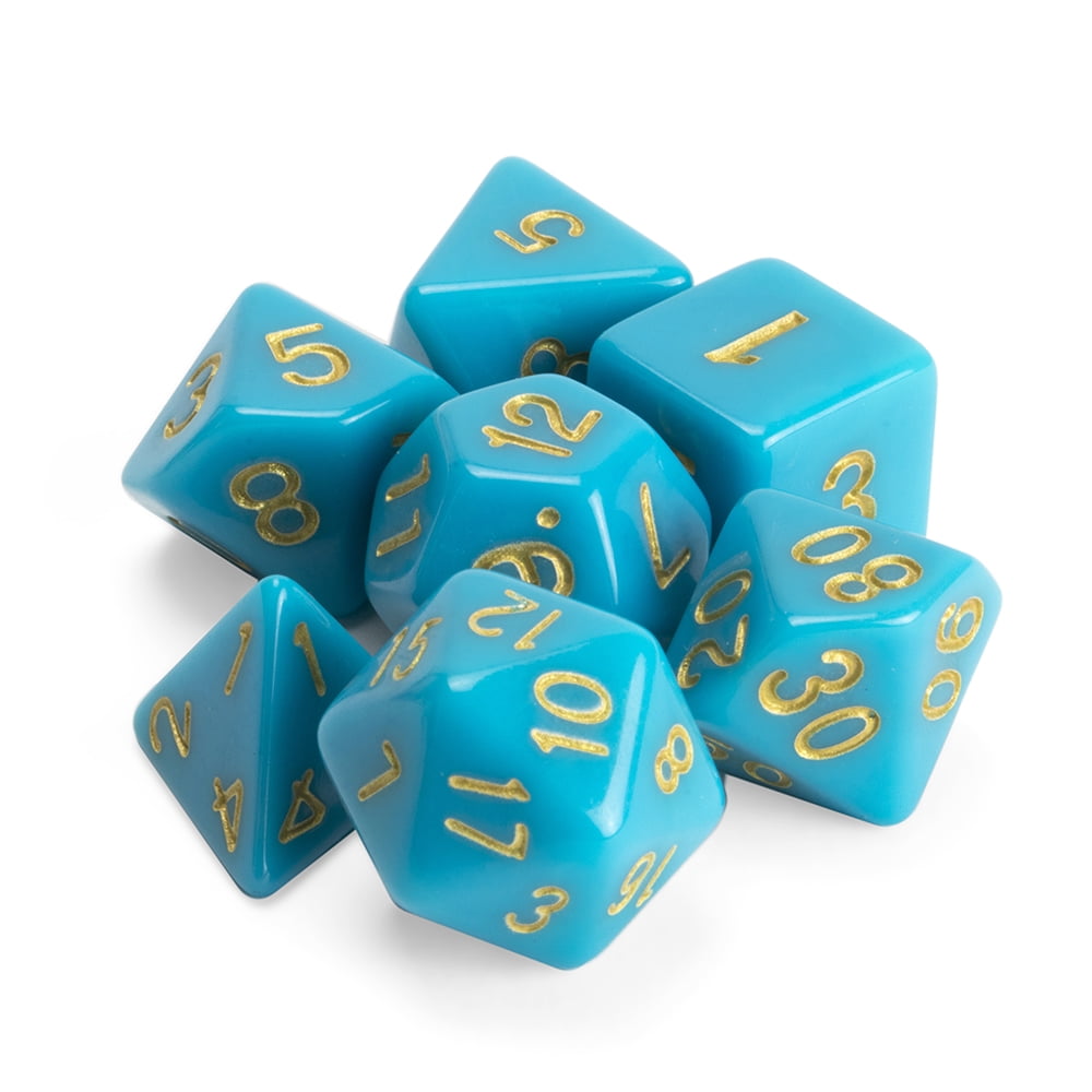 Wiz Dice Skystone RPG Würfel-Set – 7 Polyedrische Würfel, Türkisblau, Mit Displaybox