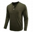 thumbnail image 4 of Long Sleeve Shirts for Men Henley Shirt Crew Neck Buttons Solid Color Casual Loose Henley Shirts for Men, 4 of 5