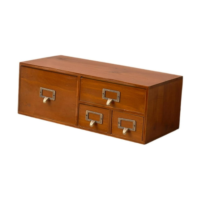 Organizador de escritorio de madera con cajones Organizador de escritorio Organización multiusos para 4 cajones