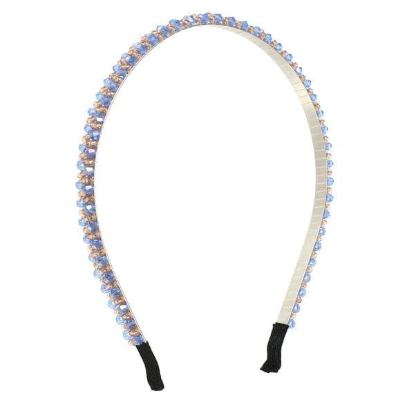 Unique Bargains 1 Pcs 2 Rows Rhinestone Headband Hairband for Women 0.31 Inch Wide Blue