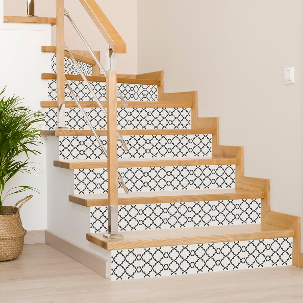 Mi Alma Removable Vinyl Line Pattern Black Backsplash Tile Stickers, 24pcs