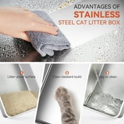 Covered Stainless Steel Cat Litter Box with Odor Control, Modular Design with Drawer, Easy to Clean with Scoop,XL Size Fits All Cats (Dark Grey)