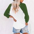 thumbnail image 4 of Plebaso Chemises à Manches 3/4 pour Femmes, Blouses Décontractées à Col Rond, T-Shirts Amples à Blocs de Couleur et Patchwork, 4 of 7