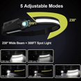 thumbnail image 3 of 4 - Pack Rechargeable Headlamps with Motion Sensor - 230 Wide Beam 5 Modes USB - C Waterproof for Camping, 3 of 5