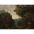 thumbnail image 3 of Jan Meerhout 24x18 Black Modern Framed Museum Art Print Titled - Mountainous Landscape with River Valley and Castle (1661), 3 of 5